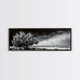 Monochrome Tree Art, Dramatic Nature Painting, Black and White Wall Decor, Minimalist Forest Print, Modern Office Art, Framed Canvas Print