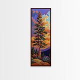 Tree, Mountain, Sunset, Forest, Canvas Print, magical forest tree painting, vibrant mountain sunset wall art, whimsical boho nature decor