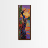 Sunset, Lake, Bird, Nature, Framed Canvas Print vibrant lakeside bird wall decor colorful boho birdwatching themed bedroom wall art