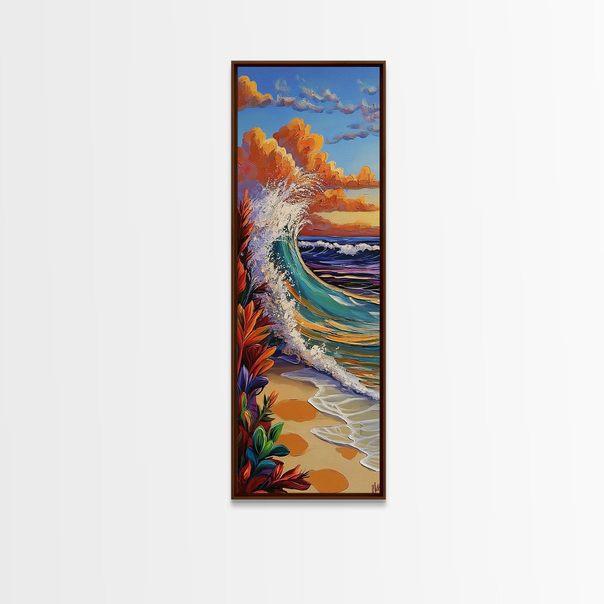 Sunset, Ocean, Wave, Surf, Canvas Print, Coastal Wall Art, Tropical Beach Painting, Bathroom Decor, Boho Nautical Vibes