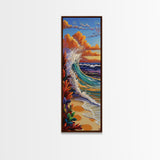 Sunset, Ocean, Wave, Surf, Canvas Print, Coastal Wall Art, Tropical Beach Painting, Bathroom Decor, Boho Nautical Vibes
