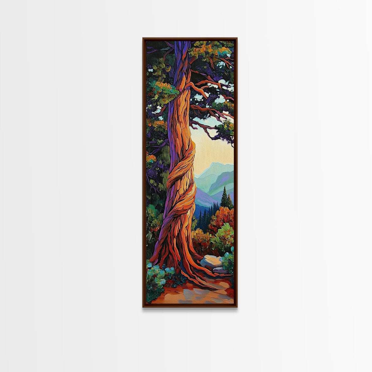 Whimsical, Tree, Forest, Nature, Framed Canvas Print, Autumn tree art in impressionist style, perfect Living Room Wall Art or Fall Decor