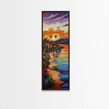 Sunset, Palm Trees, Water, Reflection, Framed Canvas Print, Tropical boho art ideal Living Room Wall Art or Beach House Coastal Decor