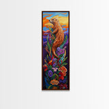Otter, Flowers, Fantasy, Wildlife, Framed Canvas Print, Whimsical animal art in vibrant palette, ideal Nursery Art or Nature Lover Decor