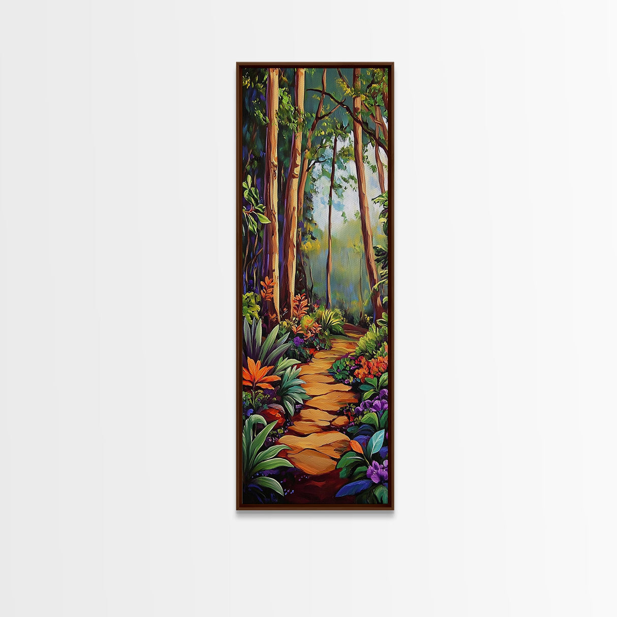 Jungle Path, Forest Walk, Tropical Garden Landscape Art, Lush Nature Wall Decor, Bedroom or Entryway Accent, Framed Canvas Print