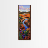 Autumn River, Landscape, Nature Scene Framed Canvas Print, Rustic Fall Art, Living Room Wall Decor, Colorful Country Landscape Painting