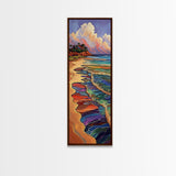 Tropical Beach, Sunset, Color Waves Canvas Print, Vibrant Ocean Art, Coastal Kitchen Wall Decor, Bohemian Island Landscape