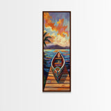Tropical Boat Sunset Painting, Canvas Print coastal boat art, Caribbean vibe, boho beach house decor, entryway or bathroom wall piece