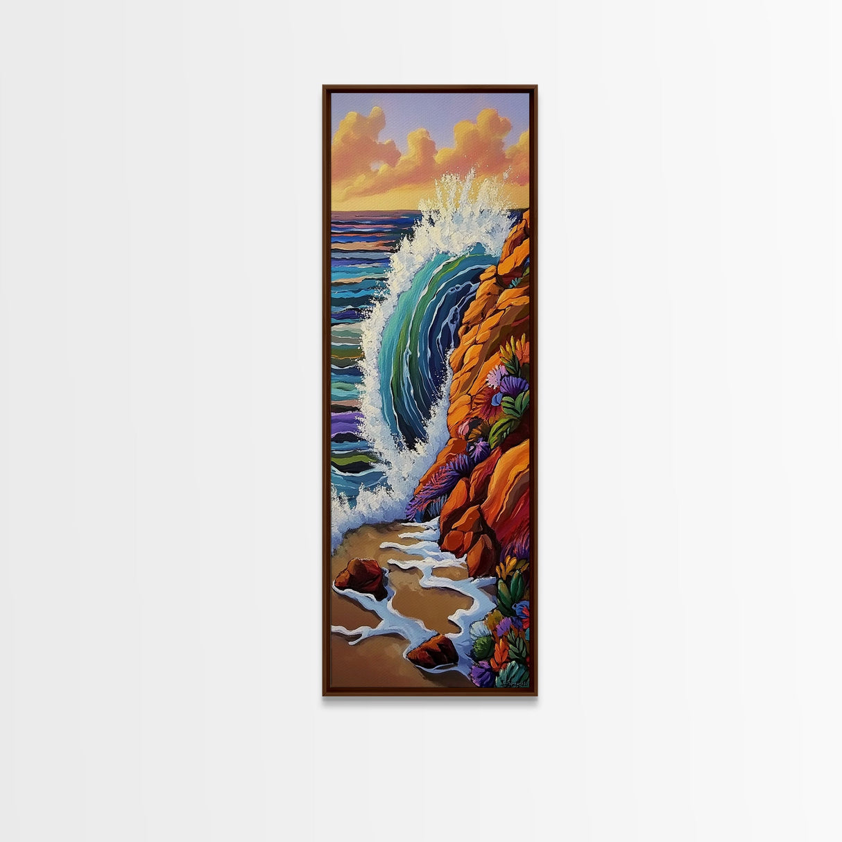 Ocean Wave, Rocks, Canvas Print, Vibrant Coastal Wall Art, Beach Bathroom Art, Nature Inspired, Bold Seascape, Summer Home Decor