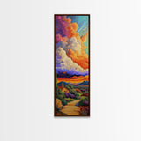 Church Sunset, Mountains, Framed Canvas Print, Autumn Landscape Wall Art, Rustic Living Room Decor, Colorful Fall Countryside Scene