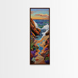 Beach Path, Rocks, Canvas Print, Coastal Wall Art, Nature Inspired Hallway Decor, Vibrant Ocean Scene, Boho Beach Aesthetic