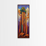 Desert Tower, Colorful Nature – Modern Southwest Wall Art, Cactus Inspired Decor, Framed Canvas Print, Eclectic Living Room Art