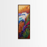 Colorful Wave, Ocean Sunset, Coastal Wall Decor, Framed Canvas Print, Vibrant Seascape Art, Beach House Accent, Boho Living Room Art
