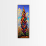 Rainbow Plant, Bold Nature, Vertical Leaf Art, Framed Canvas Print, Bright Boho Home Decor, Eclectic Bedroom Art, Colorful Botanical Art