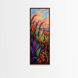 Leaves Sunset, Fall, Nature, Canvas Print, Autumn Wall Art, Colorful Landscape Decor, Cozy Living Room Accent, Botanical Fall Painting