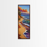 Rainbow Beach, Shoreline, Waves, Framed Canvas Print, abstract seascape, boho coastal art, modern living room beach wall decor