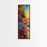 Sunset Desert Plants Cactus, Canvas Print Autumn desert landscape art, bohemian southwest vibes, living room wall art, bold nature textures