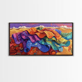 Blanket Desert, Colorful, Framed Canvas Print, Vibrant Serape Blanket Art, Southwestern Boho Wall Decor, Fall Entryway Art