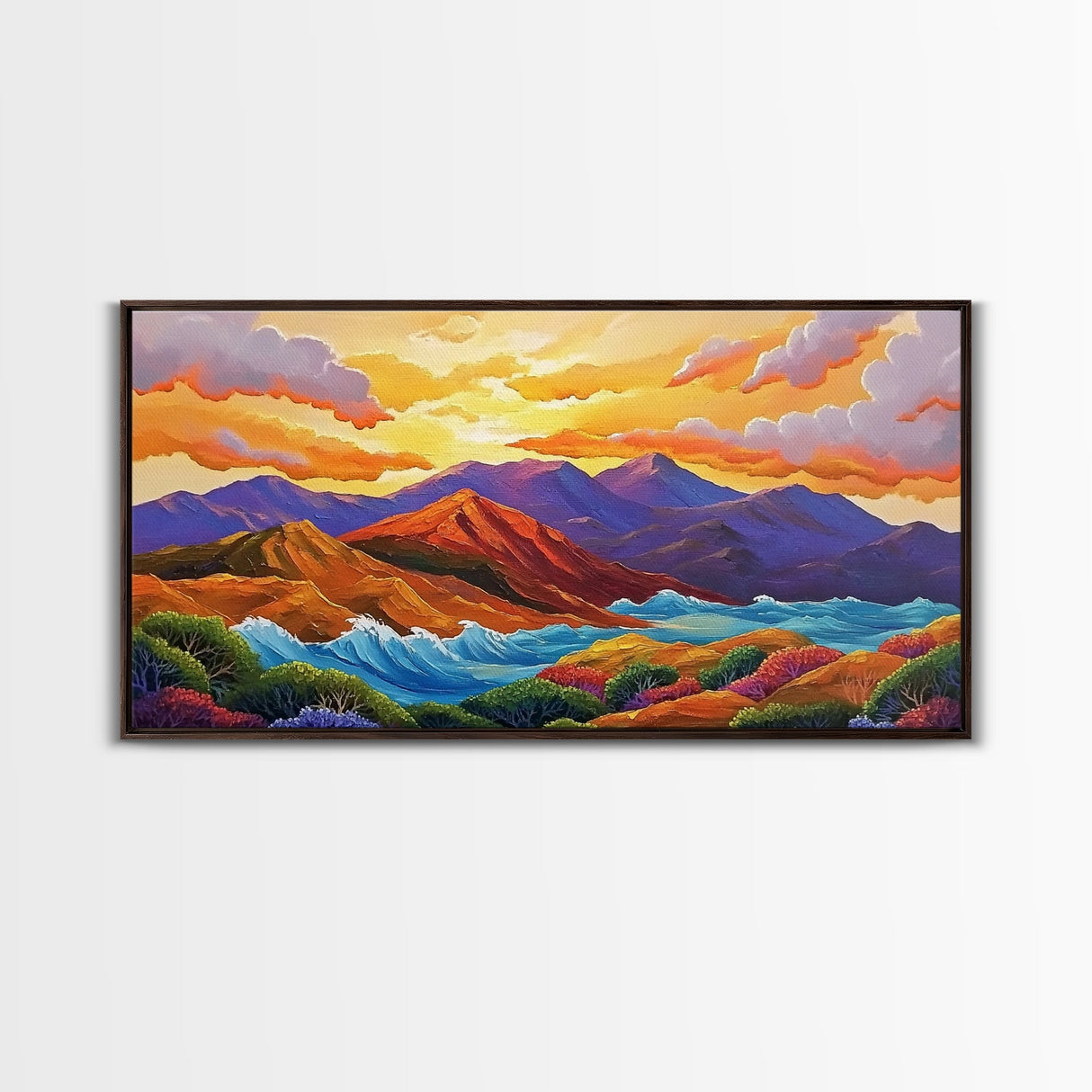 Sunset Ridge, Ocean Breeze, Autumn Mountains, Canvas Print, Warm Fall Wall Art, Rustic Living Room, Earthy Nature Artwork