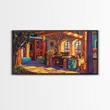 Rustic Kitchen, Mexican, Decor, Framed Canvas Print of rustic kitchen, Kitchen Wall Art, warm tones, bohemian style interior decor
