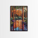 Forest Reflections, Tranquil, Trees, Canvas Print peaceful landscape art, serene nature wall decor, cabin bathroom art, rustic boho style
