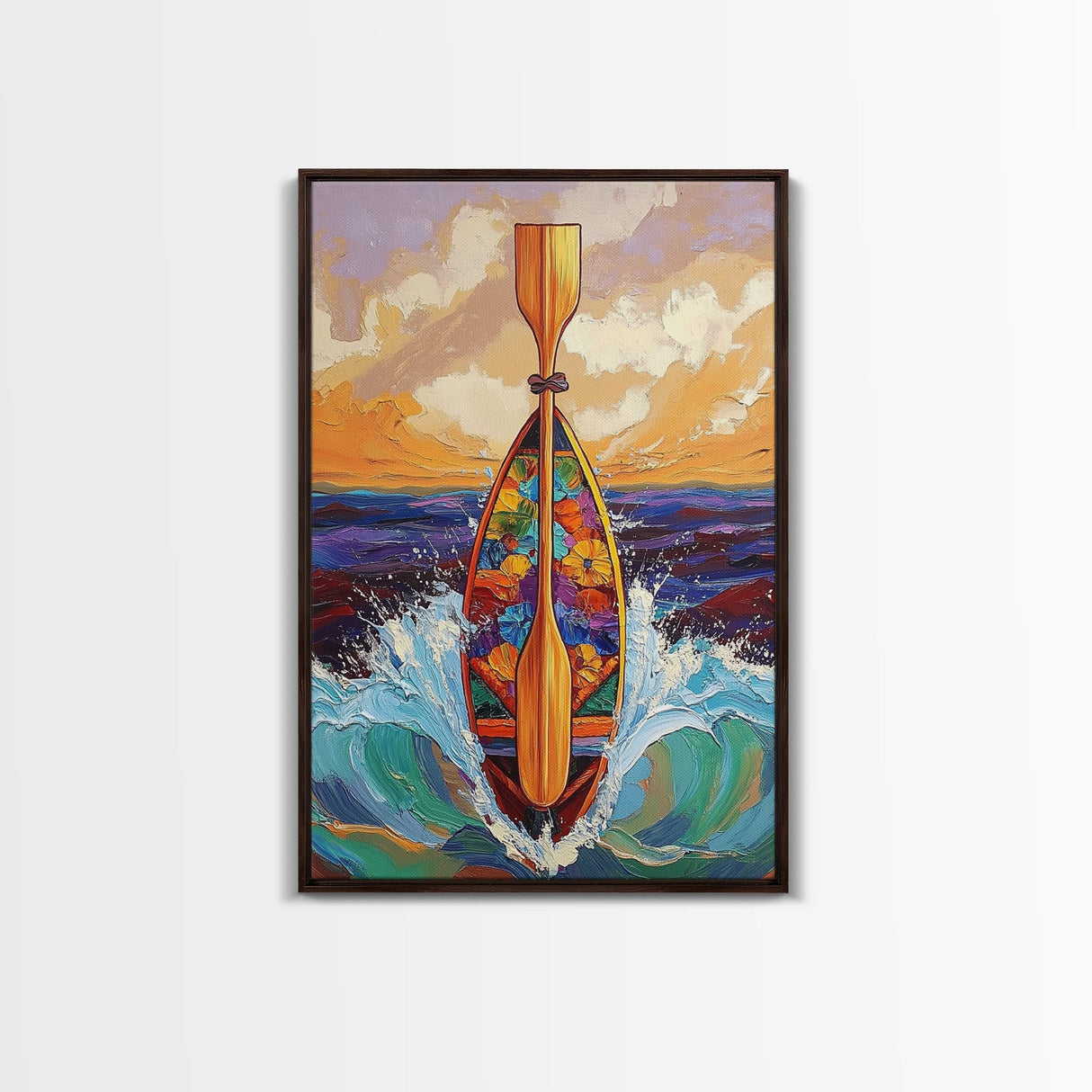 Paddle and Waves Art, Surfboard Ocean Print, Tropical Sea Decor, Nautical Wall Vibes, Framed Canvas Print, Beach House Wall Art, surfer style