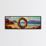 Vibrant Ocean Ring, Bold Coastal Art, Fantasy Beach Scene, Canvas Print, Modern Living Room Wall Art, Surreal Landscape Art