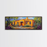 Desert Casa Art, Colorful Home, Cactus Painting, Framed Canvas Print, Vibrant Southwest Decor, Living Room Wall Art, Spanish Style Art