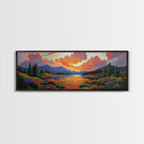 Sunset River, Nature Glow, Autumn Lake, Canvas Print, colorful sunset landscape, rustic mountain scene, Fall decor, cabin wall art