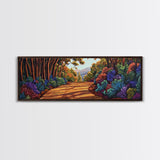 Forest Path, Nature Walk, Vibrant Trail, Framed Canvas Print, woodland art, rustic cabin decor, Autumn wall piece, nature lover gift