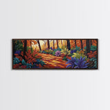 Forest Path, Autumn Leaves, Whimsical Foliage, Canvas Print, Fall Living Room Wall Art, Cozy Nature Decor, Warm Seasonal Aesthetic