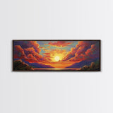 Sunset Serenity Sky, Mountain Glow Art, Dreamy Landscape Painting, Canvas Print, Peaceful Wall Decor, Living Room or Meditation Space