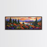 Autumn Mountain Trail, Sunset Path, Nature Landscape, Framed Canvas Print, Cabin Decor, Fall Colors, Living Room Wall Art, Rustic Art