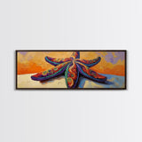 Starfish Art, Coastal Decor, Ocean Sunset, Framed Canvas Print, Vibrant Sea Life, Beach House Wall Art, Tropical Boho Style