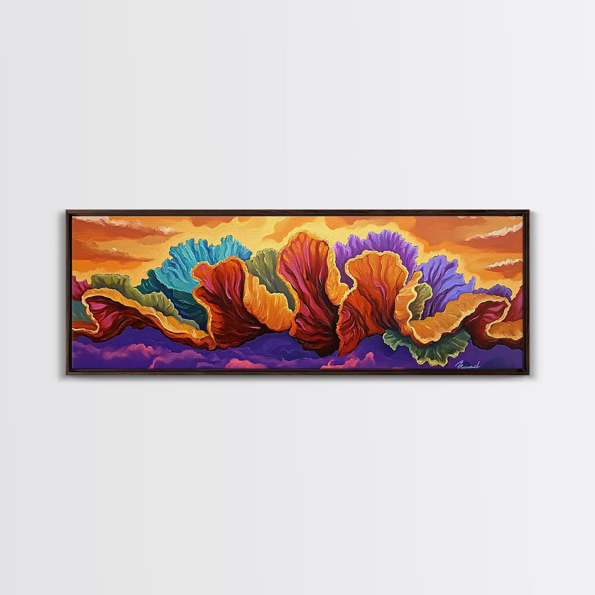 Abstract Coral, Ocean Fantasy, Vibrant Texture, Sunset Skies, Canvas Print, Coastal Wall Art, Beach Decor, Living Room Statement Art