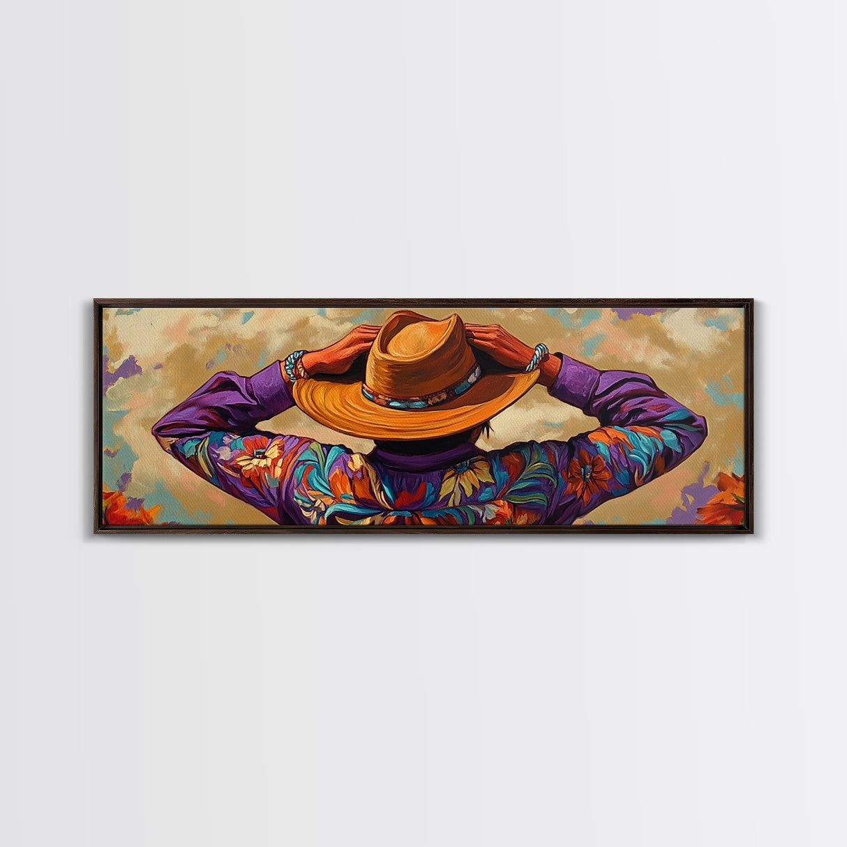 Southwestern Style, Cowboy Art, Desert Vibes, Sunset Palette, Framed Canvas Print, Rustic Western Wall Art, Office Decor, Colorful Home Accent