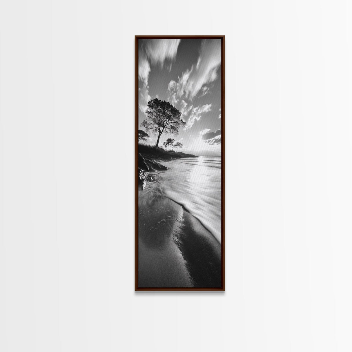 Sunset Coastal Trees, Ocean Shoreline Art, Nature Canvas Print, Framed Canvas Print, Living Room Wall Decor, Serene Landscape