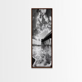 Pier at Sunrise, Ocean Horizon Print, Seascape Photography, Framed Canvas Print, Coastal Bathroom Wall Art, Nautical Theme Decor