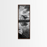 Weathered House, Abandoned Shack, Reflection Lake, Framed Canvas Print, Rustic cabin wall art, Fall entryway decor, Moody farmhouse aesthetic