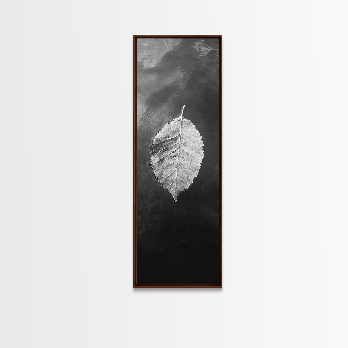 Floating Leaf, Autumn Stillness, Water Reflection, Framed Canvas Print, Fall inspired decor, Bathroom minimalist art, Botanical nature gift