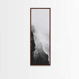 Foggy Cliffs, Ocean Shoreline, Monochrome Beach, Canvas Print, Black and white beach art, Coastal minimalist hallway decor, Modern seascape gift