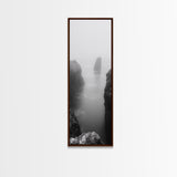 Foggy Cliffs, Coastal Serenity, Ocean Landscape, Nature Photography, Framed Canvas Print, Minimalist Wall Art, Bedroom Wall Decor