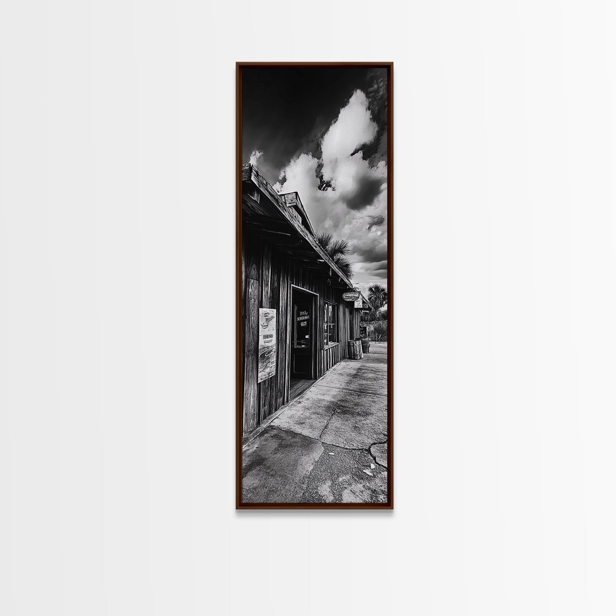 Western Saloon, Rustic Storefront, Desert Vibes, Black and White Photography, Framed Canvas Print, Man Cave Art, Americana Wall Style