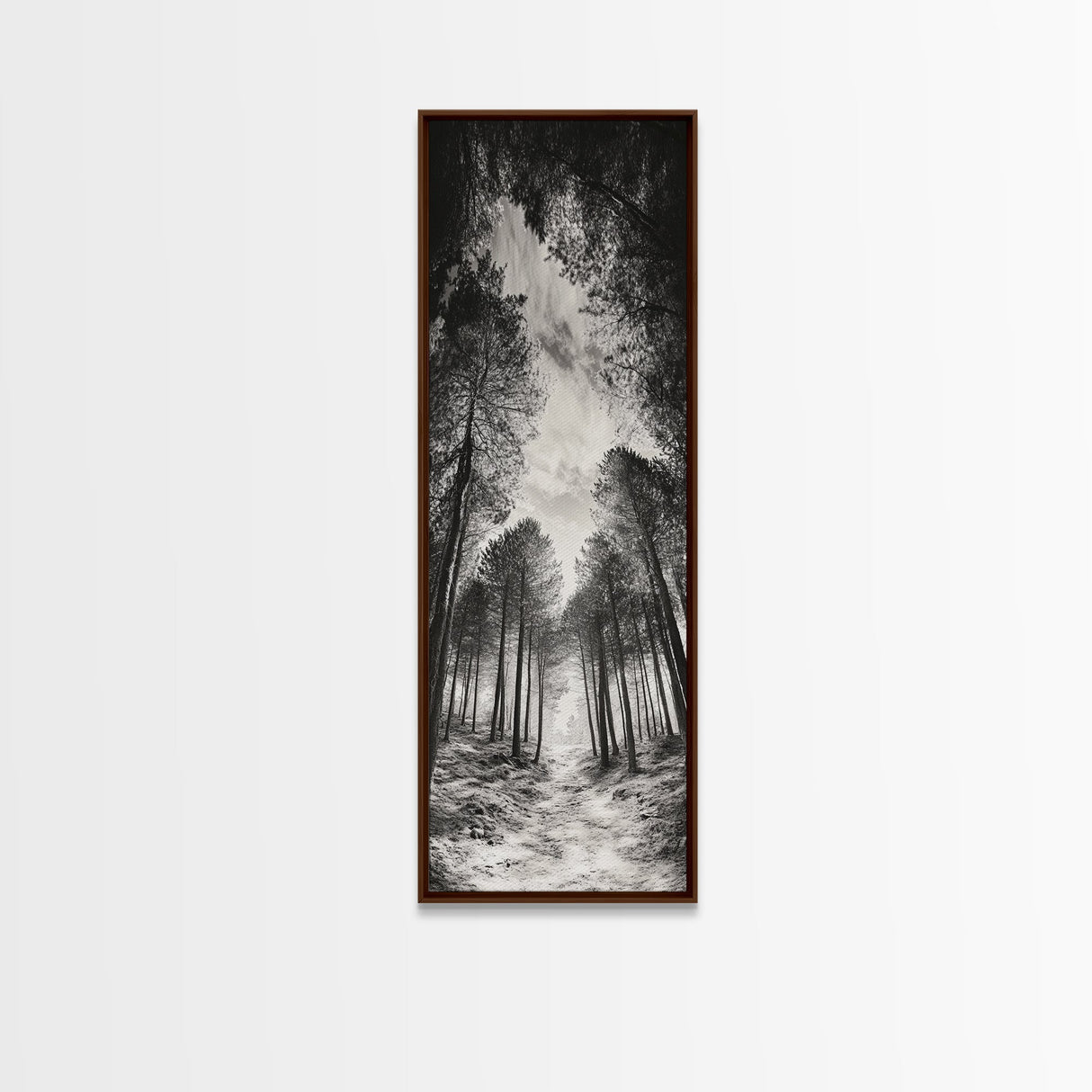 Pine Forest, Nature Path, Tree Canopy, Tranquil Woods, Canvas Print, Forest Wall Art, Minimalist Nature Decor, Meditation Room Artwork