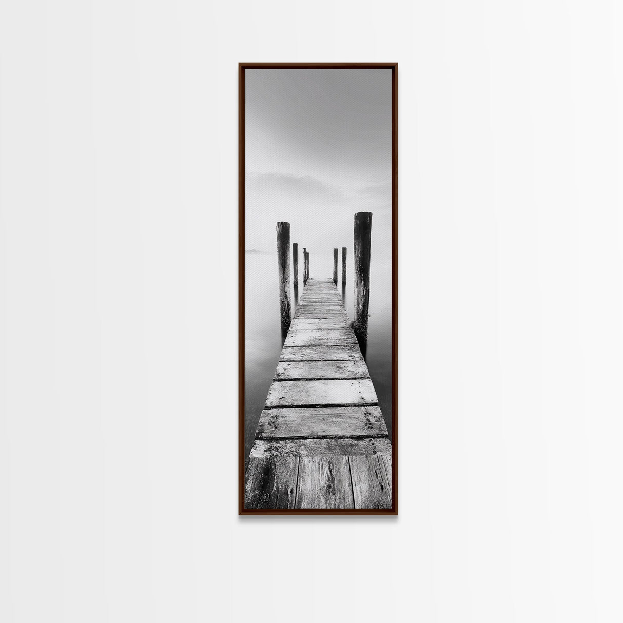 Rustic Dock, Peaceful Lake, Minimal Landscape, Black and White Art, Canvas Print, Tranquil Nature Scene, Entryway Art, Bedroom Wall Art