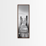 Rustic Dock, Peaceful Lake, Minimal Landscape, Black and White Art, Canvas Print, Tranquil Nature Scene, Entryway Art, Bedroom Wall Art
