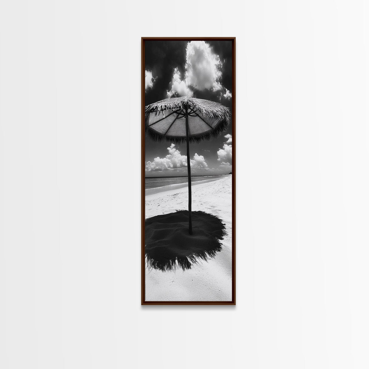 Beach Umbrella, Summer Shade, Ocean Serenity, Island Dreams, Coastal Peace, Framed Canvas Print, Living Room Wall Art, Boho Tropical Décor