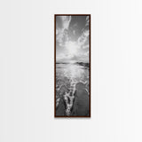 Ocean Foam, Morning Light, Tranquil Seashore, Black and White Coastal Print, Canvas Print, Minimalist Bathroom Print, Entryway Wall Art