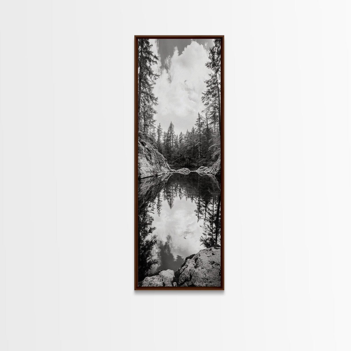 Forest Reflection, Tranquil Lake, Evergreen Woods, Wilderness Scene, Canvas Print, Rustic Cabin Wall Decor, Nature Photography Art