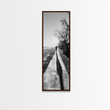 Walkway Shadows, Coastal Path, Minimalist Silhouette, Black and White Art, Framed Canvas Print, Hallway Decor, Calm Modern Wall Art